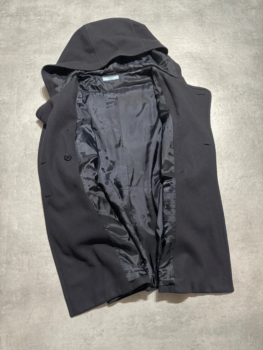 FW2011 Prada Navy Asymmetrical Wool Duffle Coat (XS) 5