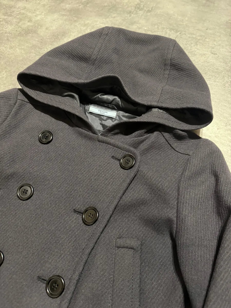 FW2011 Prada Navy Asymmetrical Wool Duffle Coat (XS) 8