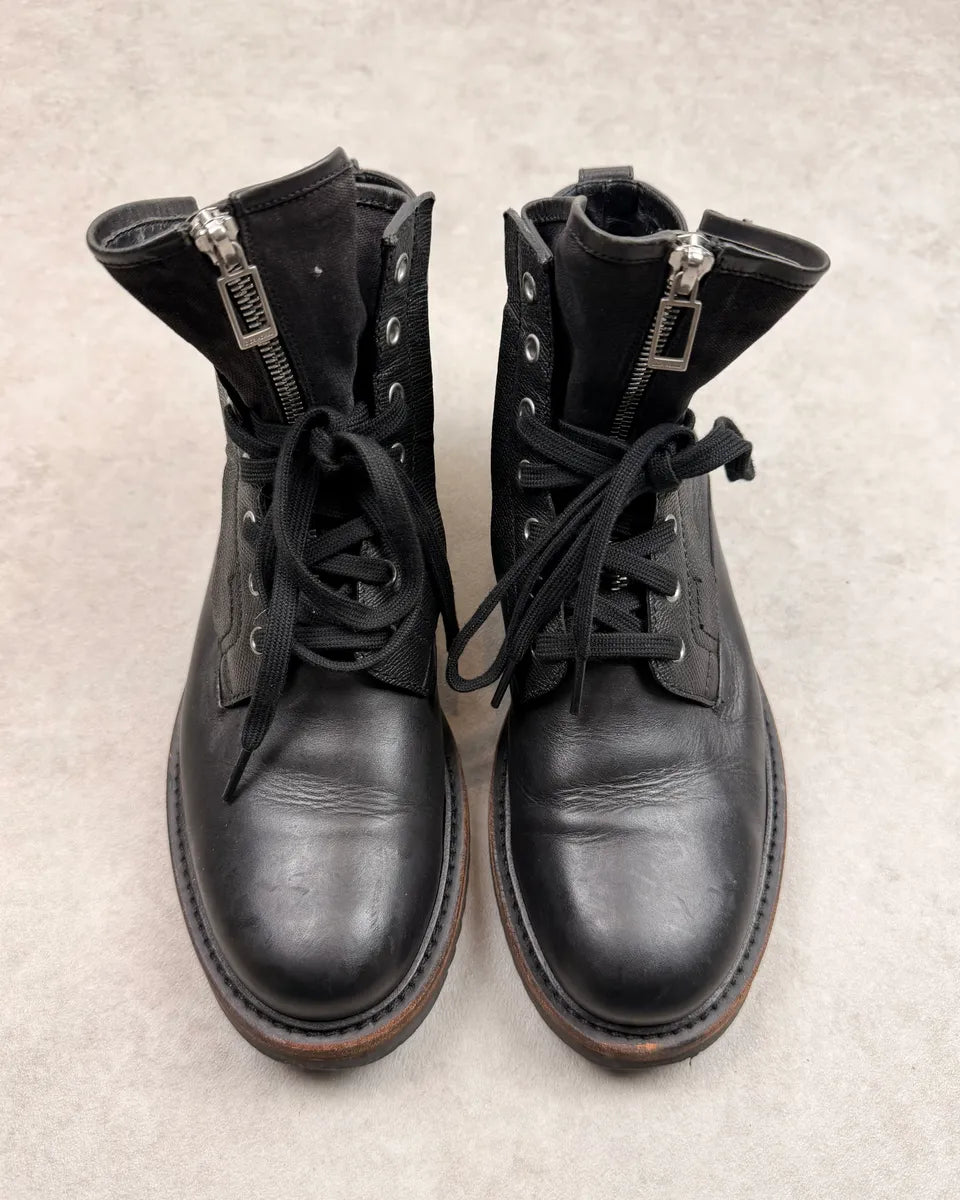 FW2012 Dior Homme Black Leather Front Zip Combat Boots KjRtaiL 2