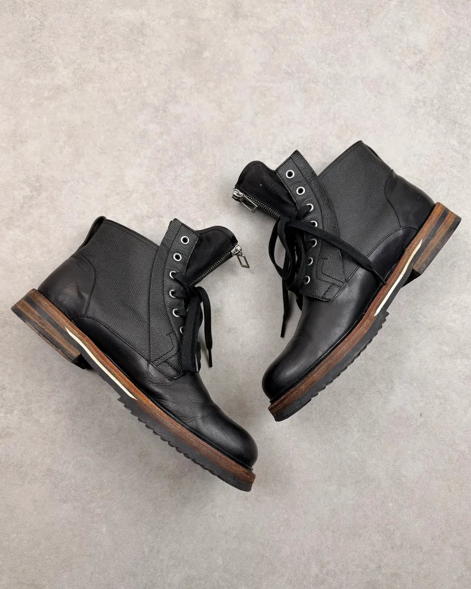 FW2012 Dior Homme Black Leather Front Zip Combat Boots KjRtaiL 3