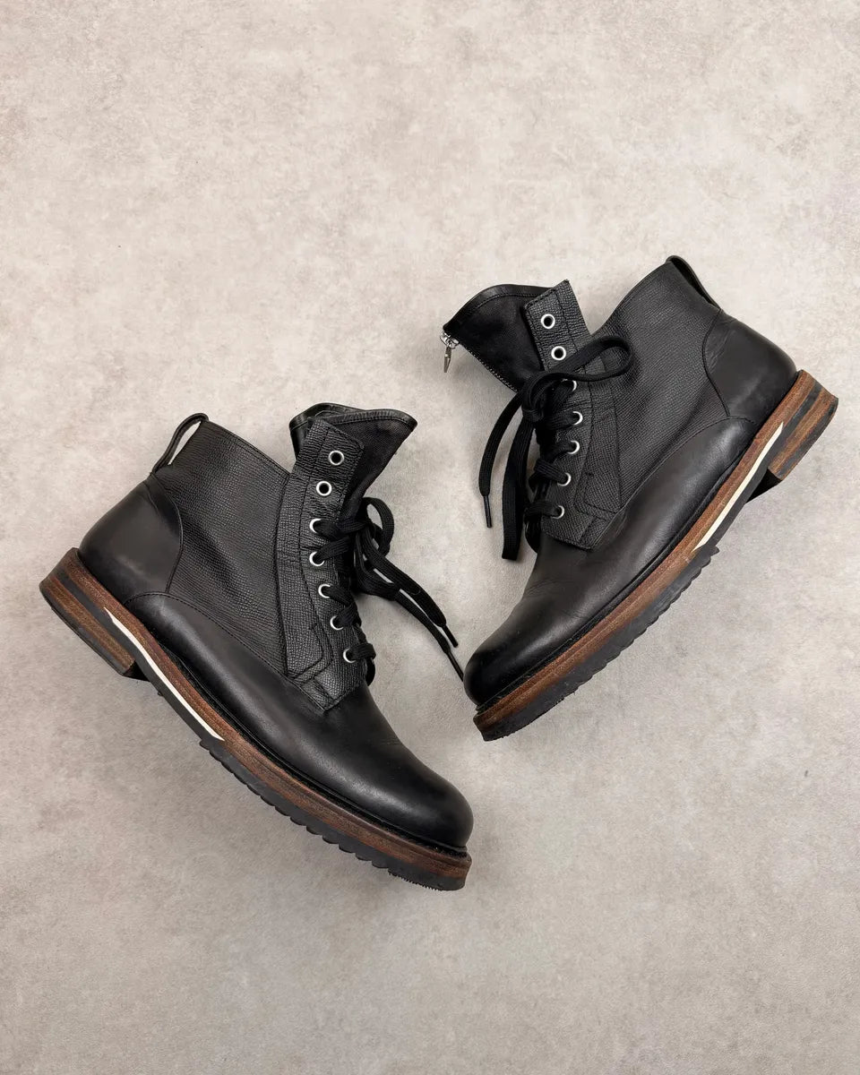 FW2012 Dior Homme Black Leather Front Zip Combat Boots KjRtaiL 4