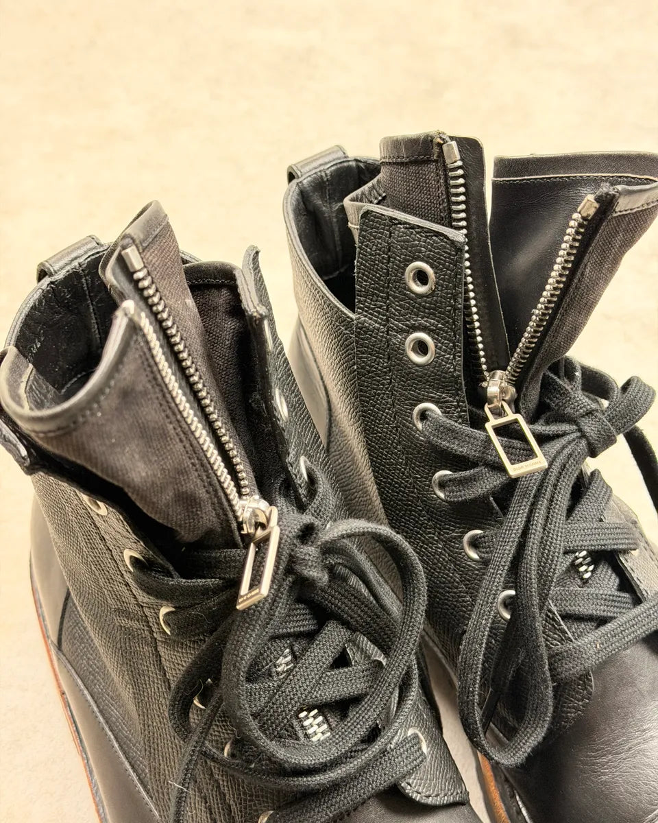 FW2012 Dior Homme Black Leather Front Zip Combat Boots KjRtaiL 5