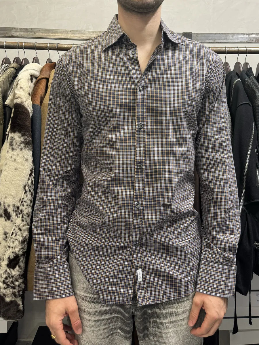 FW2012 Dsquared2 Checkered Blue & Yellow Minimalist Shirt SPyAOWT 1