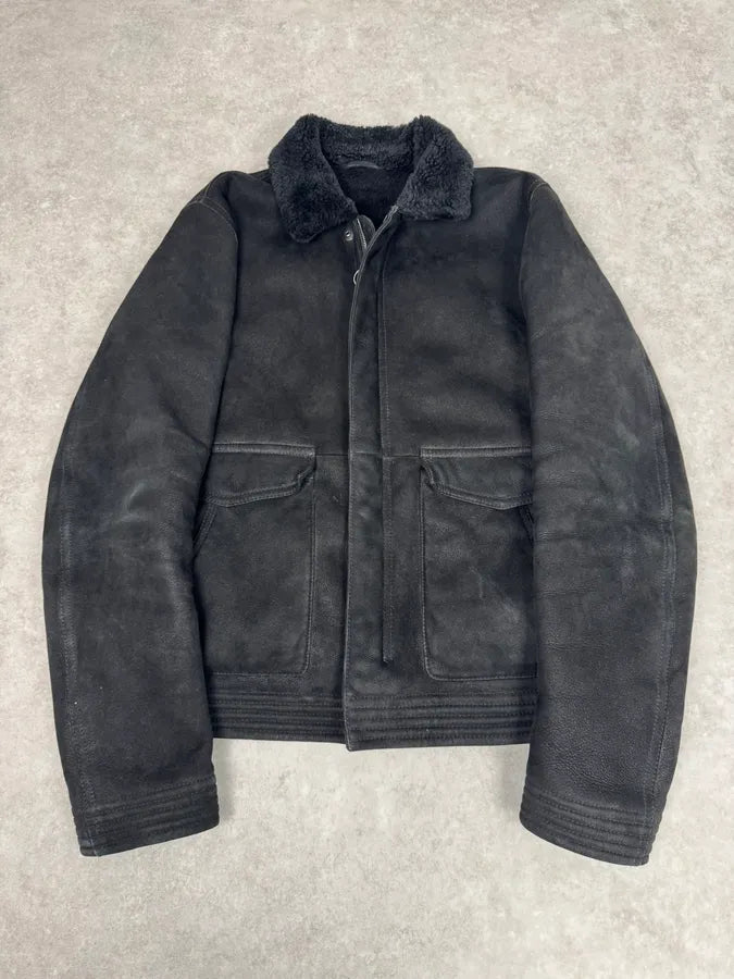 FW2012 Emporio Armani Black Leather Premium Jacket HhIsxOd 0