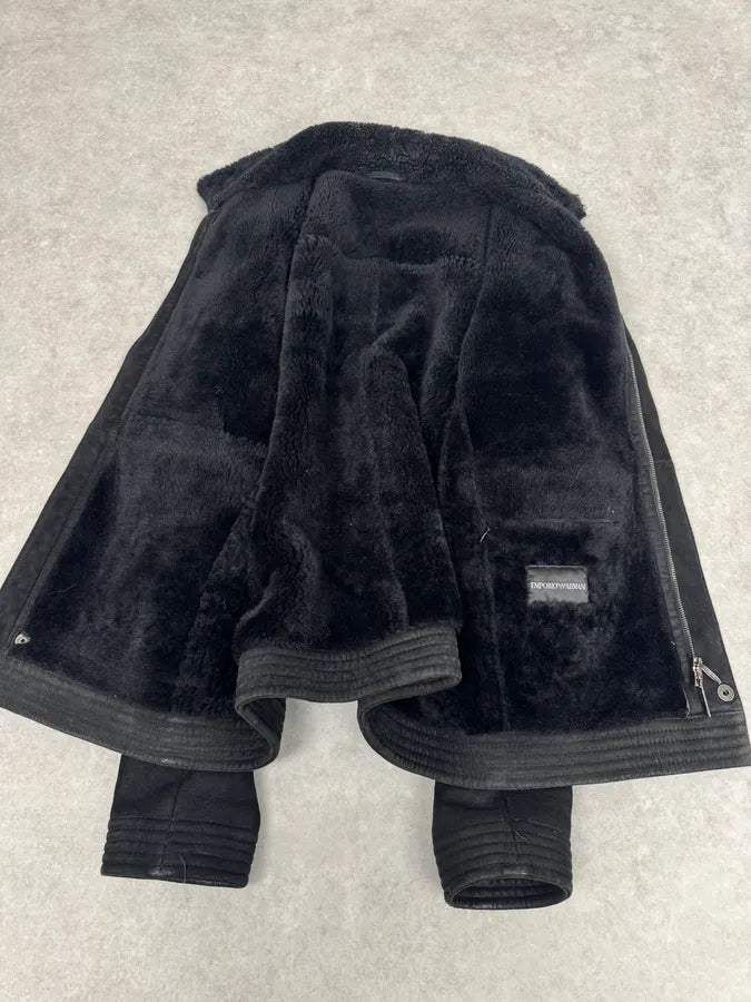 FW2012 Emporio Armani Black Leather Premium Jacket HhIsxOd 4