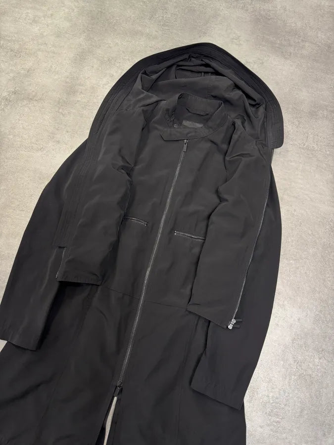 FW2012 Emporio Armani Full Zip Black Nylon Long Jacket CYExsUC 2