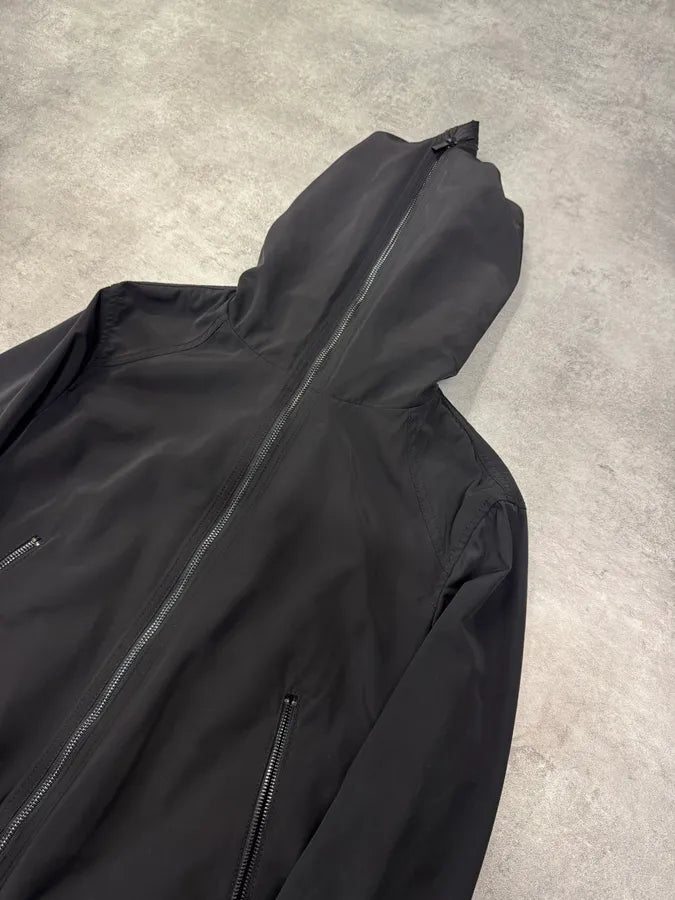 FW2012 Emporio Armani Full Zip Black Nylon Long Jacket CYExsUC 1