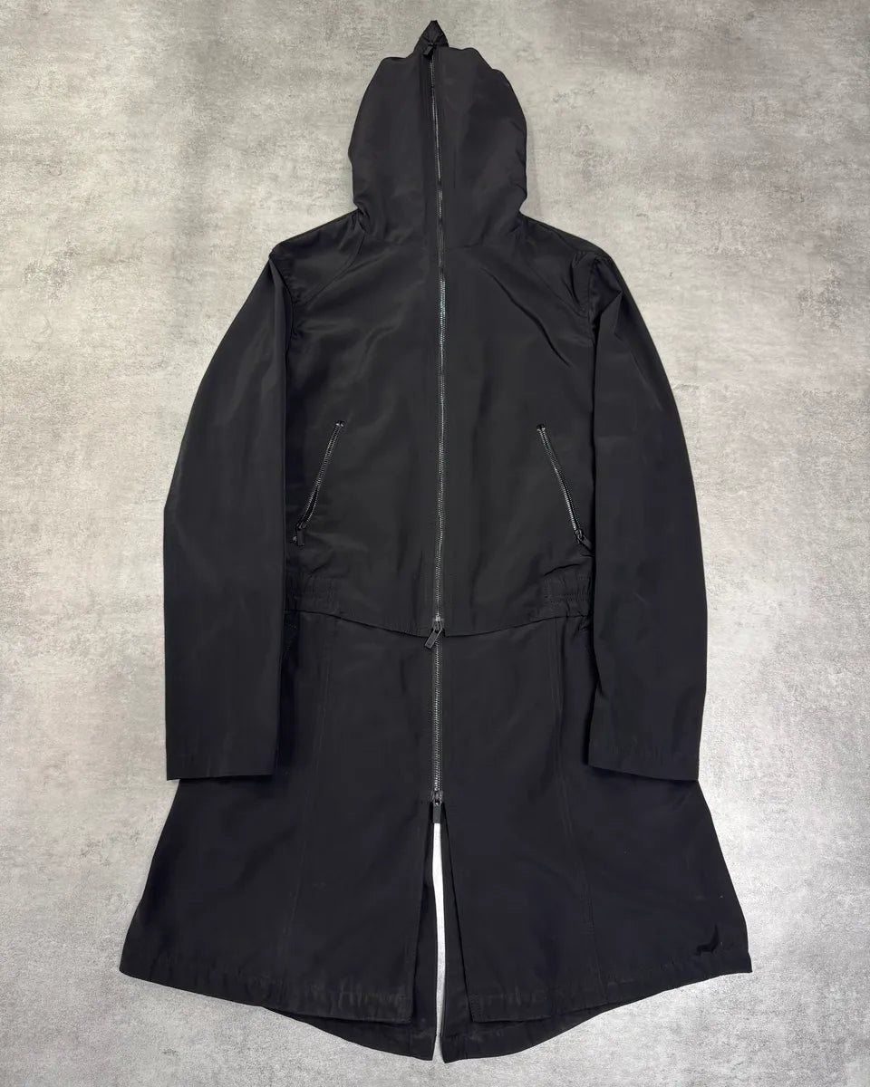 FW2012 Emporio Armani Full Zip Black Nylon Long Jacket CYExsUC 0