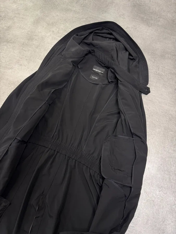 FW2012 Emporio Armani Full Zip Black Nylon Long Jacket CYExsUC 4