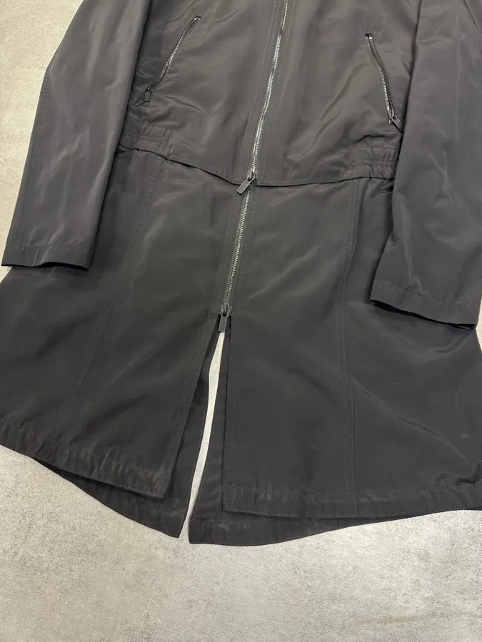 FW2012 Emporio Armani Full Zip Black Nylon Long Jacket CYExsUC 3