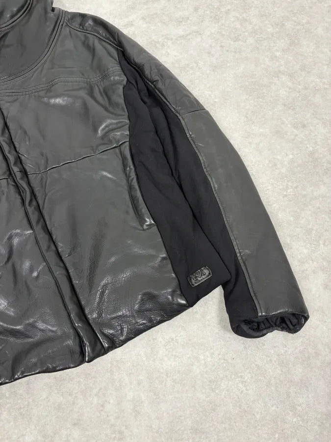 FW2012 Emporio Armani Ninja Asymmetrical Leather Hooded Coat JXWzewV 5