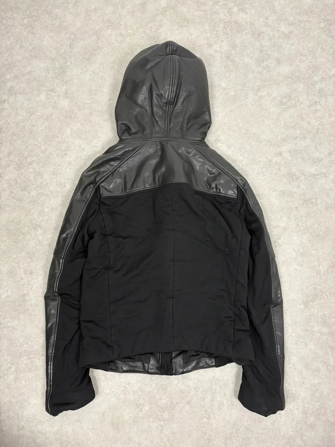 FW2012 Emporio Armani Ninja Asymmetrical Leather Hooded Coat JXWzewV 6