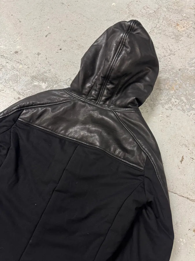 FW2012 Emporio Armani Ninja Asymmetrical Leather Hooded Coat kvDWWNd 3