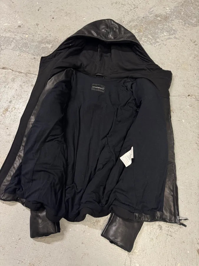 FW2012 Emporio Armani Ninja Asymmetrical Leather Hooded Coat kvDWWNd 6