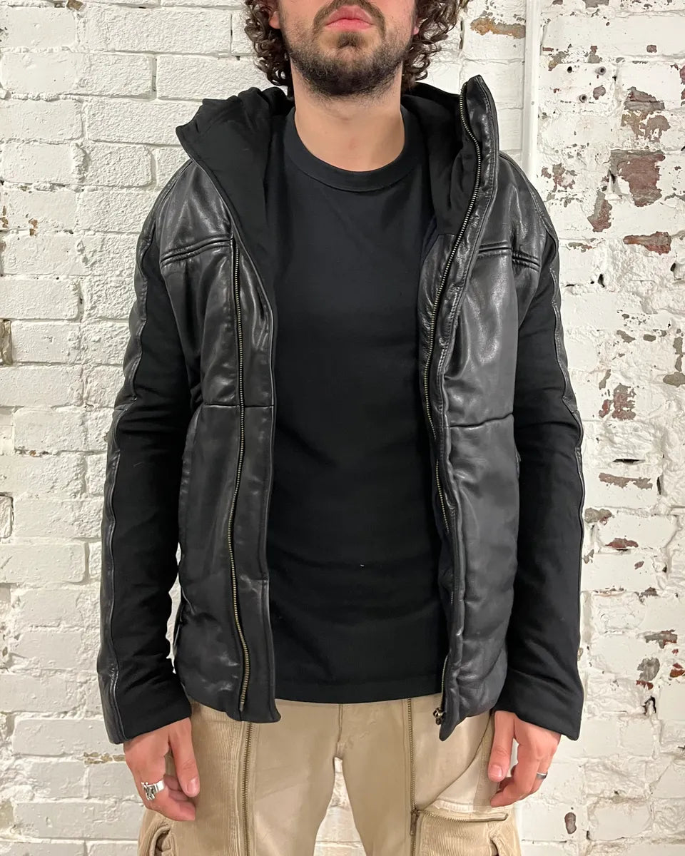 FW2012 Emporio Armani Ninja Asymmetrical Leather Hooded Jacket ZGvznEL 1