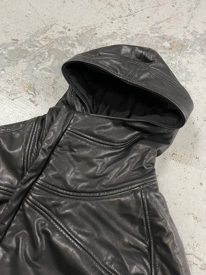FW2012 Emporio Armani Ninja Asymmetrical Leather Hooded Jacket ZGvznEL 4