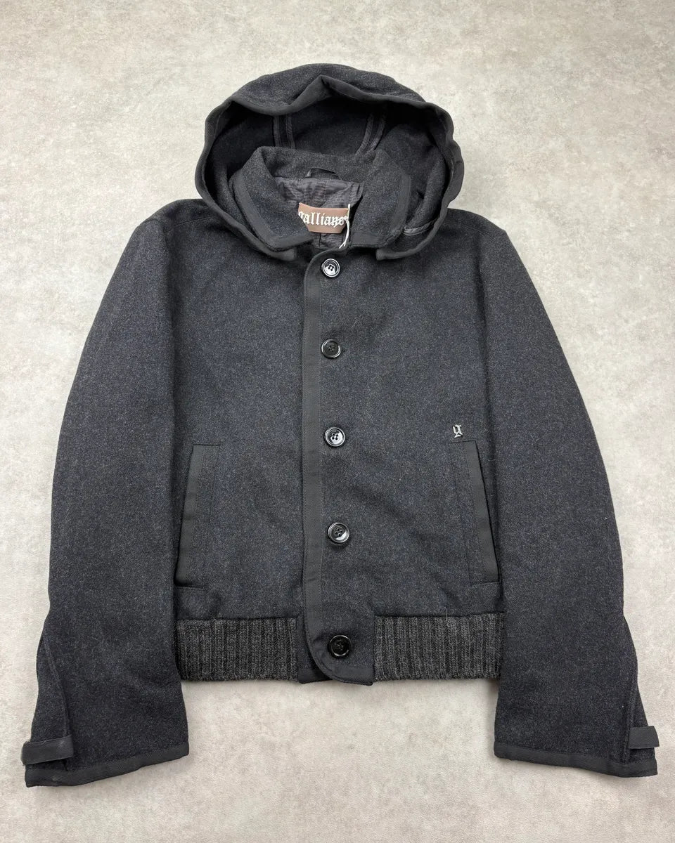 FW2012 John Galliano Grey Wool Hooded Coat afJhens 0