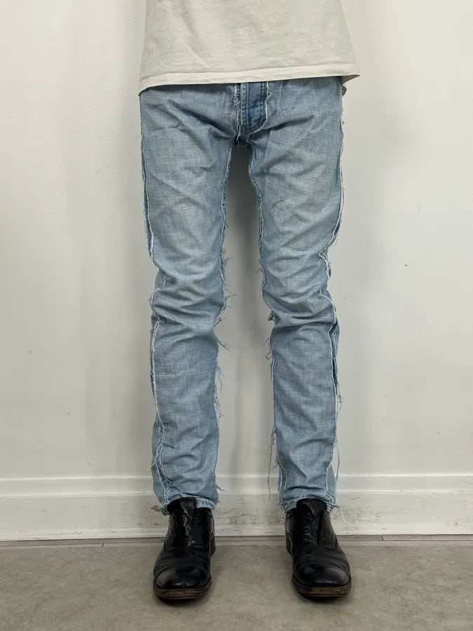 FW2012 Maison Margiela H&M Light Blue Denim Inside-Out Jeans ngIJoam 0