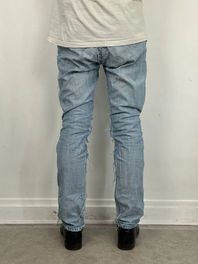 FW2012 Maison Margiela H&M Light Blue Denim Inside-Out Jeans ngIJoam 2