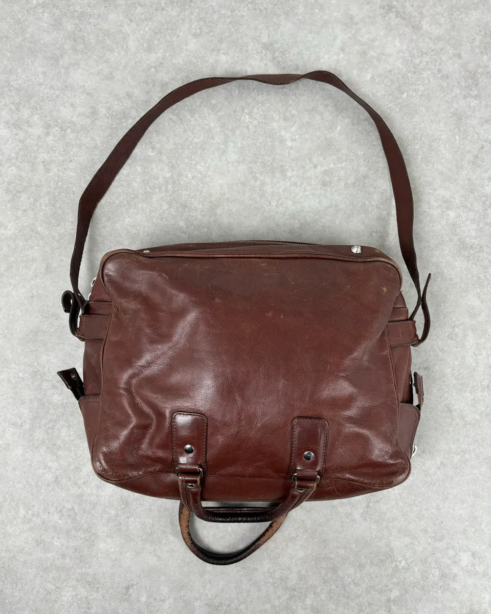 FW2012 Maison Margiela H&M Brown Leather Upside Down Messenger Bag  bEAOnWB 0