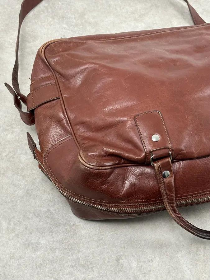 FW2012 Maison Margiela H&M Brown Leather Upside Down Messenger Bag  bEAOnWB 6