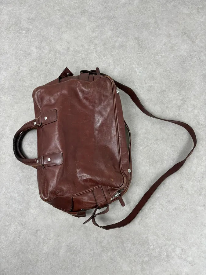 FW2012 Maison Margiela H&M Brown Leather Upside Down Messenger Bag  bEAOnWB 10