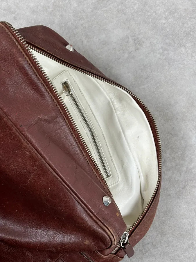 FW2012 Maison Margiela H&M Brown Leather Upside Down Messenger Bag  bEAOnWB 9
