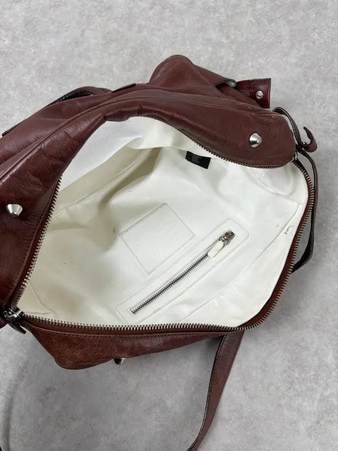 FW2012 Maison Margiela H&M Brown Leather Upside Down Messenger Bag  bEAOnWB 11