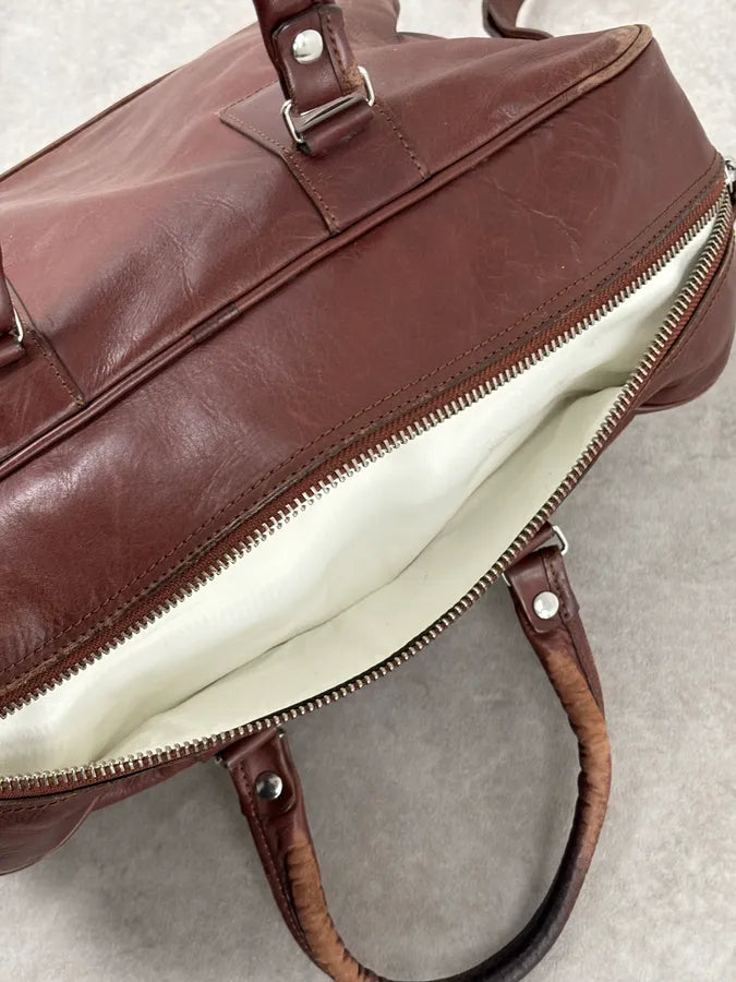 FW2012 Maison Margiela H&M Brown Leather Upside Down Messenger Bag  bEAOnWB 7