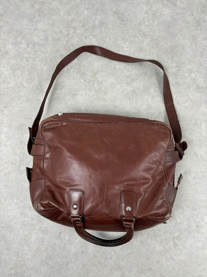 FW2012 Maison Margiela H&M Brown Leather Upside Down Messenger Bag  bEAOnWB 5