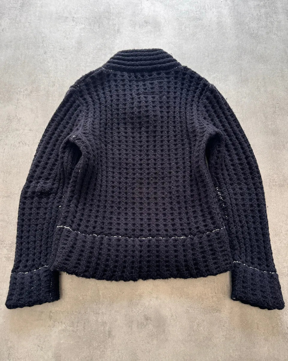 FW2012 Maison Margiela x H&M Wool Navy Cable Knit Sweater FGyTsoA 1