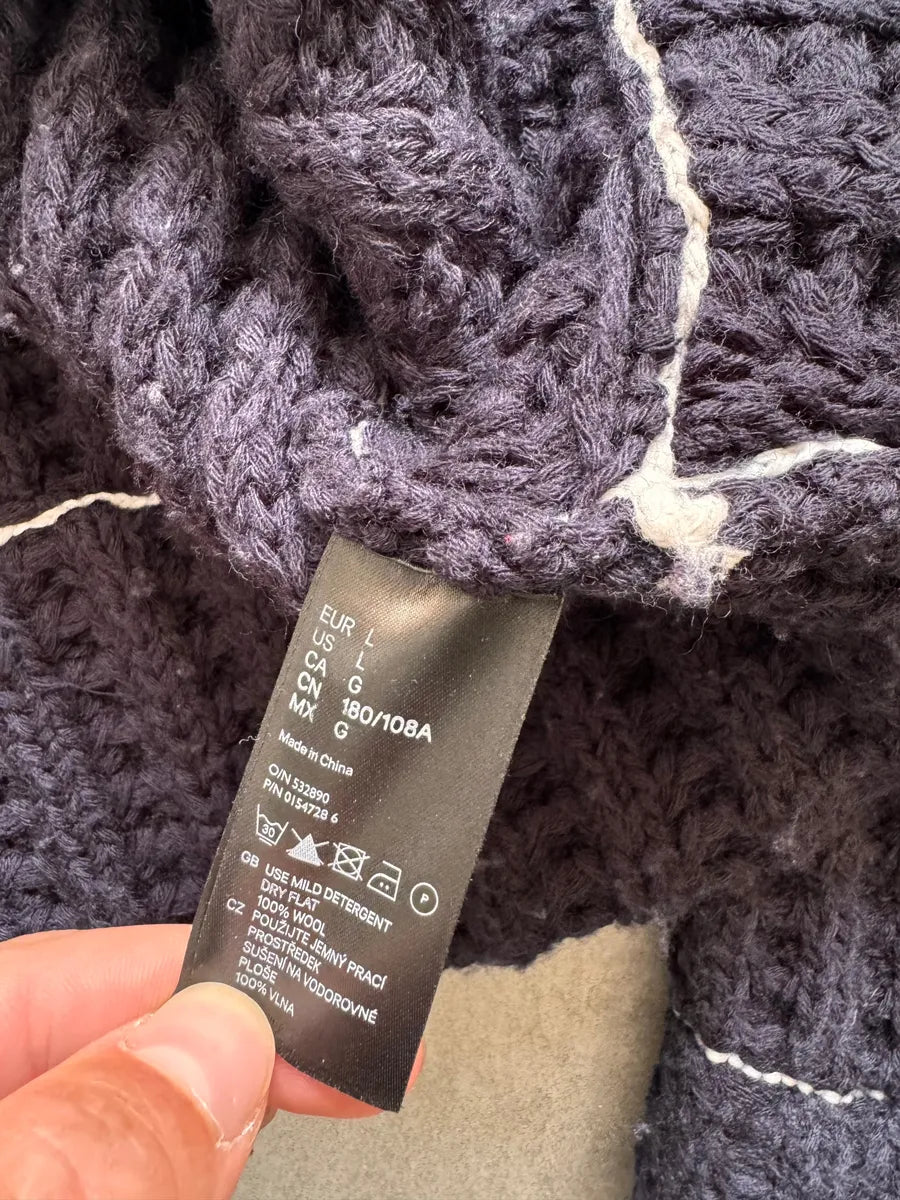 FW2012 Maison Margiela x H&M Wool Navy Cable Knit Sweater FGyTsoA 5
