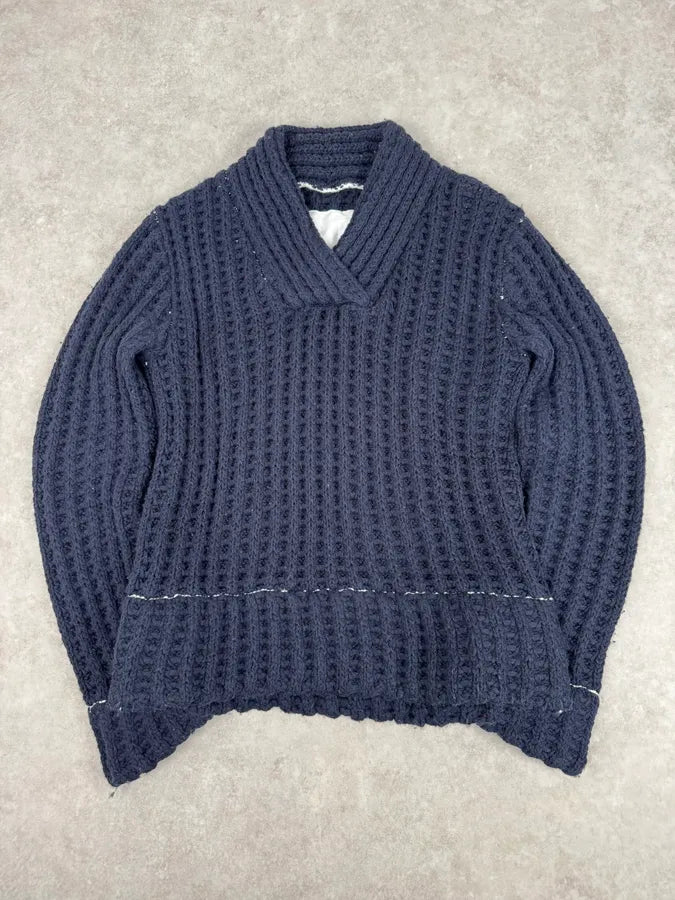 FW2012 Maison Margiela x H&M Wool Navy Cable Knit Sweater FGyTsoA 0