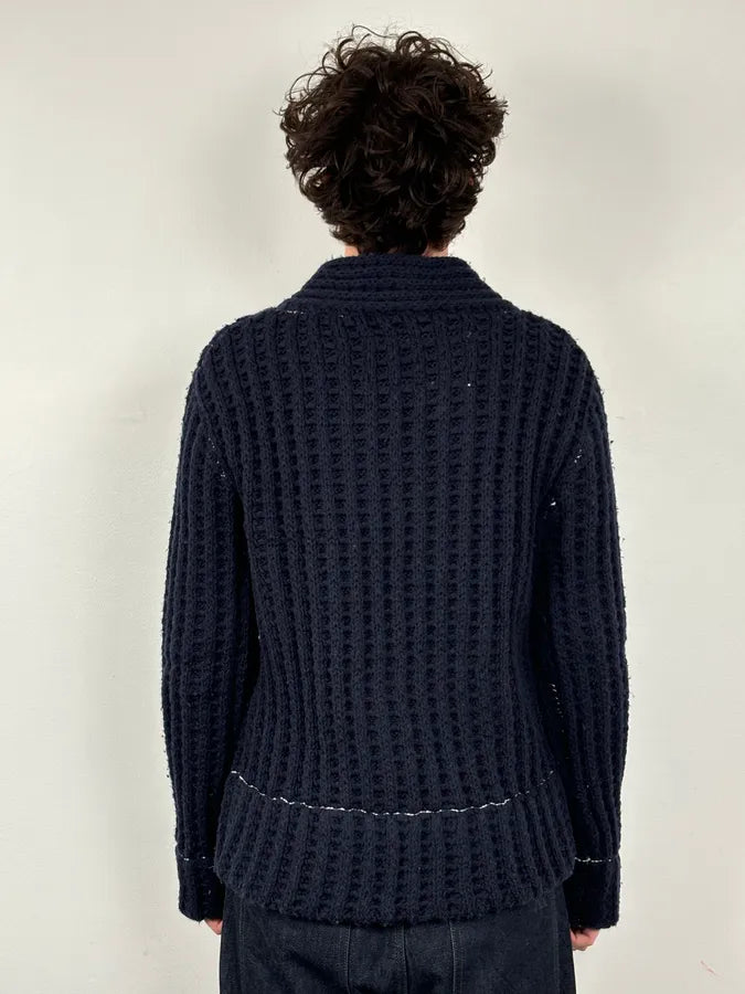 FW2012 Maison Margiela x H&M Wool Navy Cable Knit Sweater FGyTsoA 2