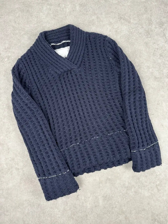 FW2012 Maison Margiela x H&M Wool Navy Cable Knit Sweater FGyTsoA 3