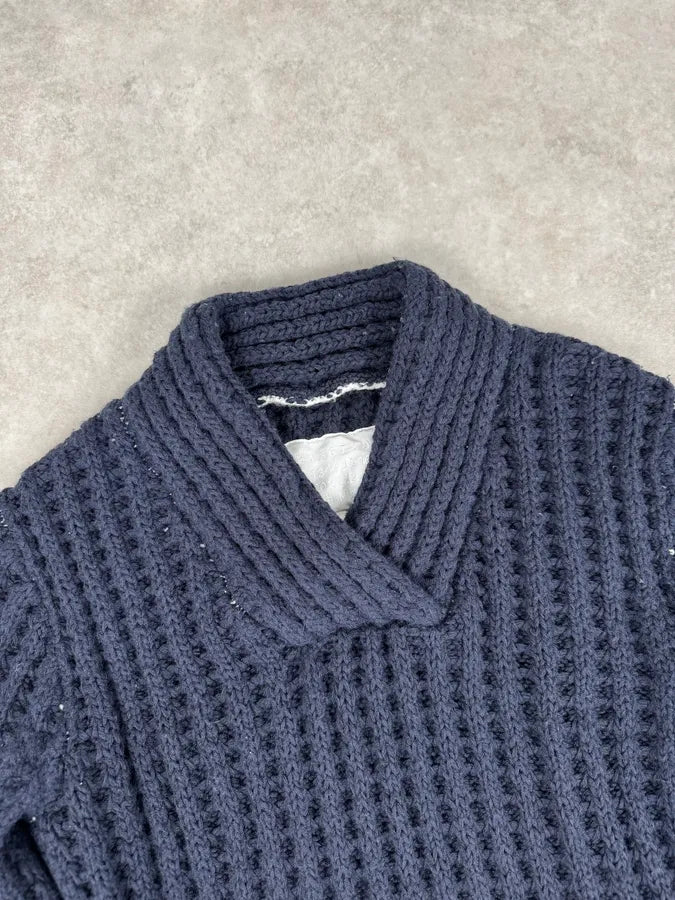 FW2012 Maison Margiela x H&M Wool Navy Cable Knit Sweater FGyTsoA 4