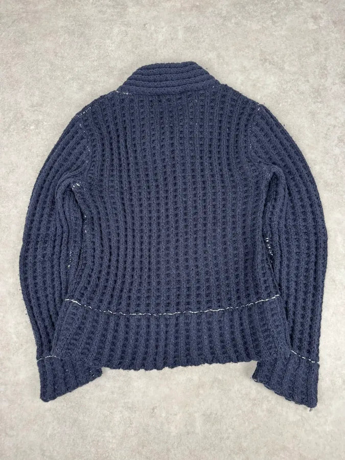 FW2012 Maison Margiela x H&M Wool Navy Cable Knit Sweater FGyTsoA 5