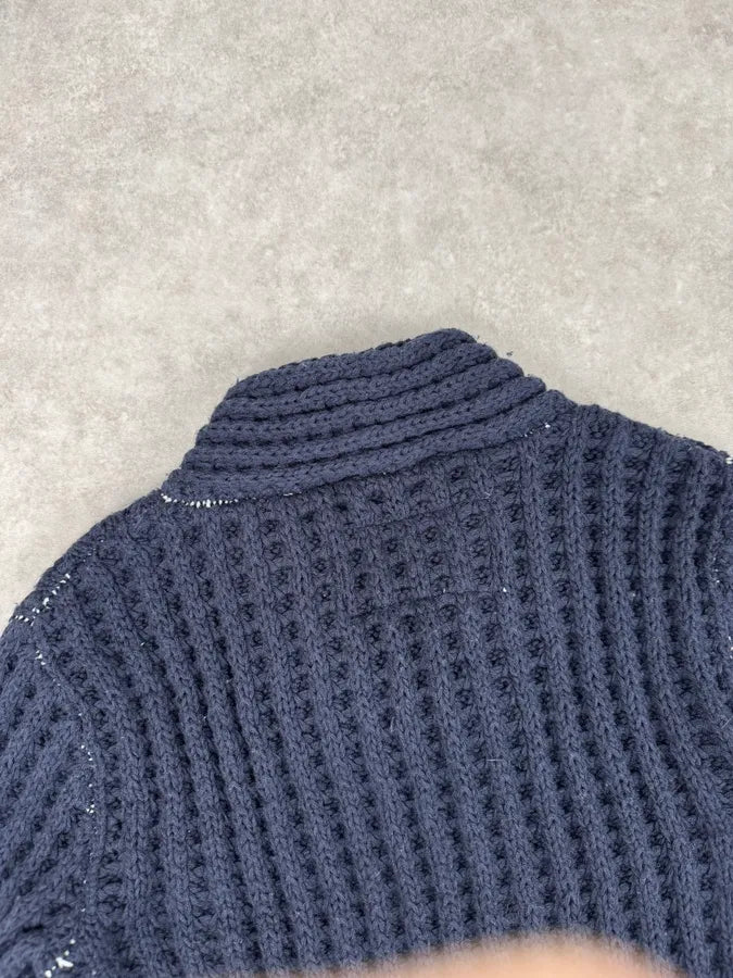 FW2012 Maison Margiela x H&M Wool Navy Cable Knit Sweater FGyTsoA 6