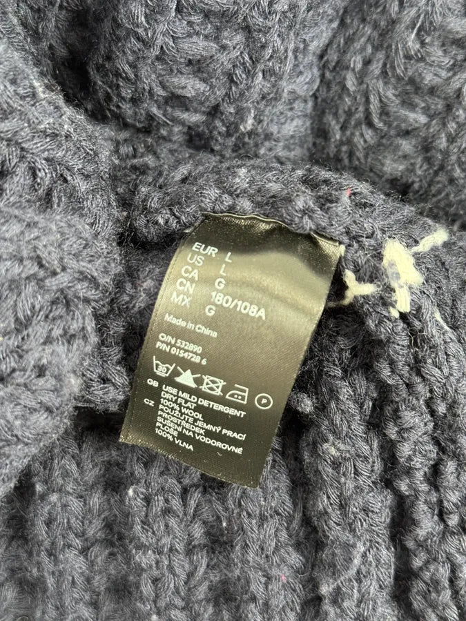 FW2012 Maison Margiela x H&M Wool Navy Cable Knit Sweater FGyTsoA 8
