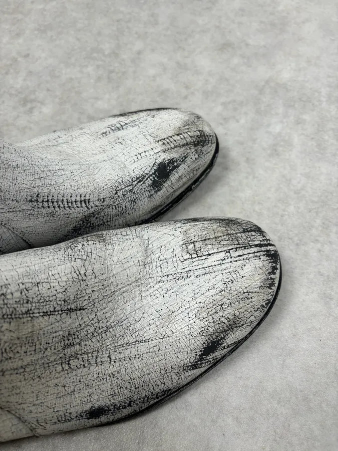 FW2012 Martin Margiela Cream Leather Chelsea Boots Crackled Size 41 PADdKav 8