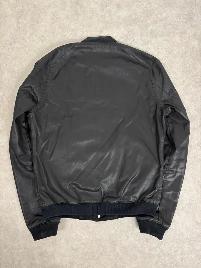 FW2012 Pierre Balmain Buttoned Waxed Black Bomber Jacket XWWquSU 5