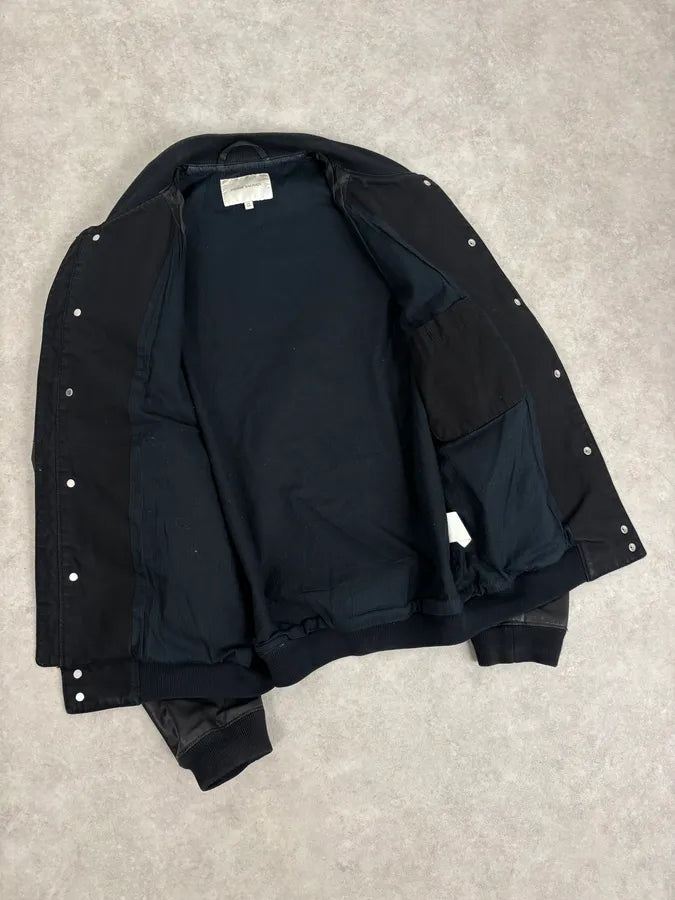 FW2012 Pierre Balmain Buttoned Waxed Black Bomber Jacket XWWquSU 6
