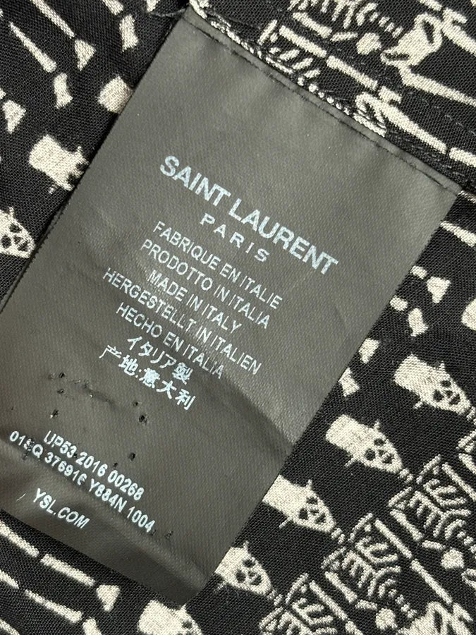 FW2016 Saint Laurent Black Skeleton Print Shirt by Hedi Slimane AiHrjrZ 9