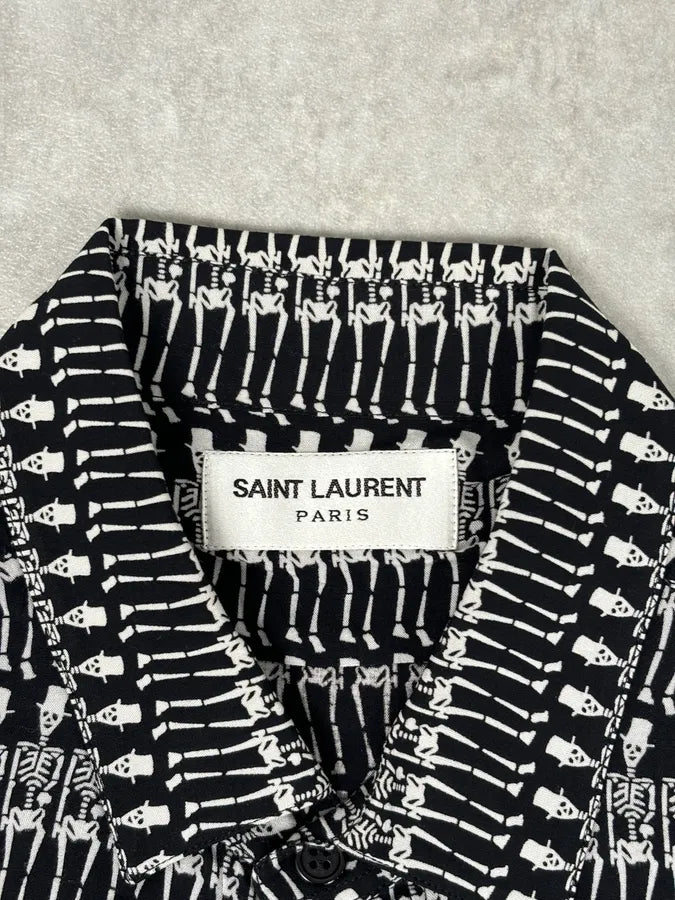 FW2016 Saint Laurent Black Skeleton Print Shirt by Hedi Slimane AiHrjrZ 7