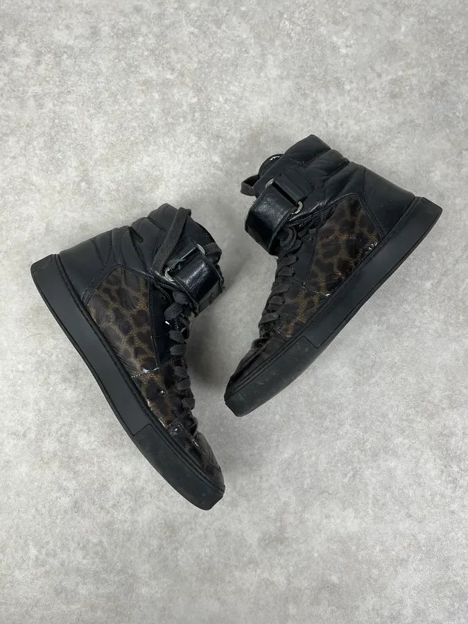 FW2012 Yves Saint Laurent Black Leopard High Leather Sneakers BGTBTgz 2