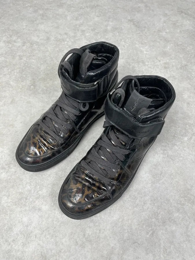 FW2012 Yves Saint Laurent Black Leopard High Leather Sneakers BGTBTgz 3
