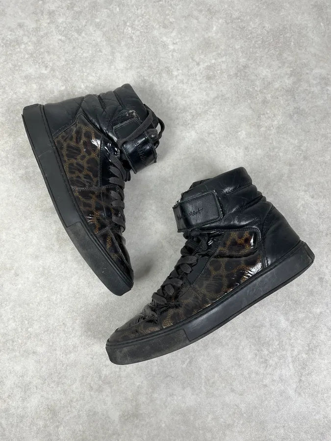 FW2012 Yves Saint Laurent Black Leopard High Leather Sneakers BGTBTgz 4