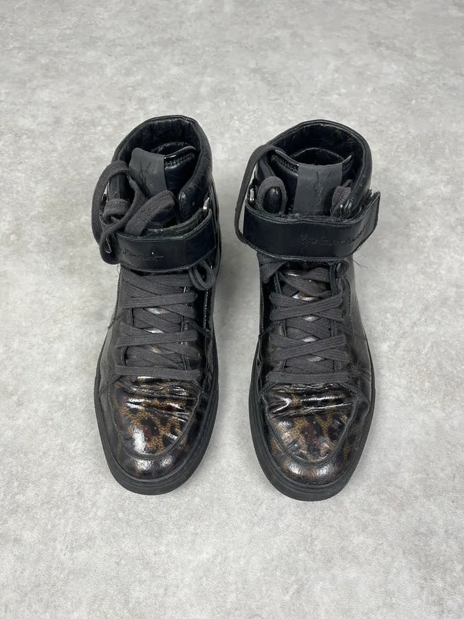 FW2012 Yves Saint Laurent Black Leopard High Leather Sneakers BGTBTgz 1
