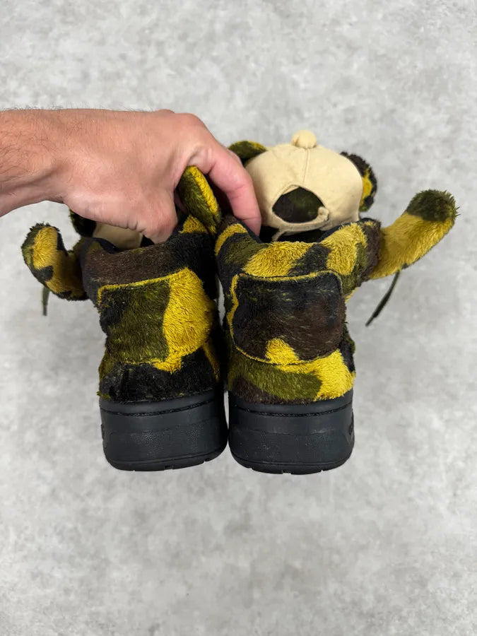 FW2013 Adidas x Jeremy Scott Khaki Plush Camo Bear Sneakers fFXnebz 10