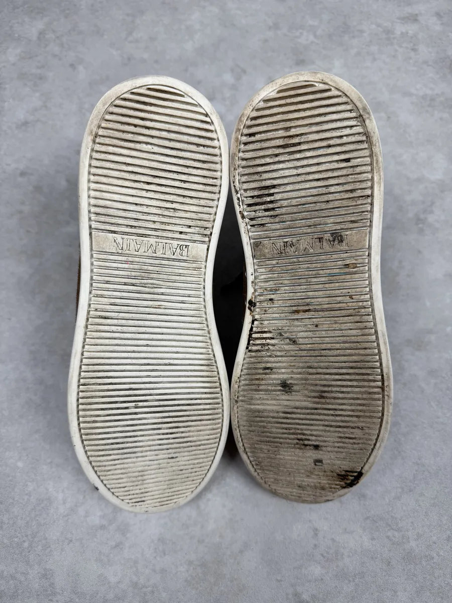 FW2013 Balmain Brown & Silver High Suede Leather Sneakers EIvpdLh 4